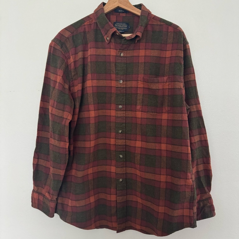 Pendleton Mason Flannel Shirt Mens Large Long Sleeve Button Up Outdoor Casual